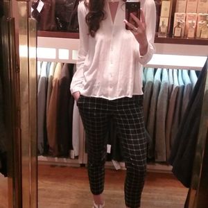 Black and White Plaid Professional Pants